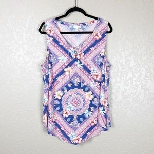 J Jill boho lightweight lace front tank top